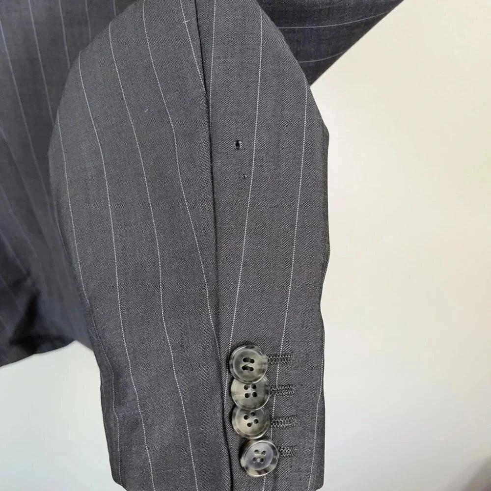 Hugo Boss Ryan/Win Mohair Wool Slim Fit Striped Double Button Blazer